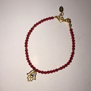 Adjustable beaded hamza hand bracelet